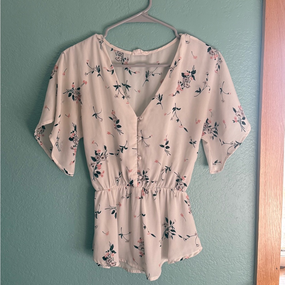 Sienna Sky Cream Floral Button-Down Blouse